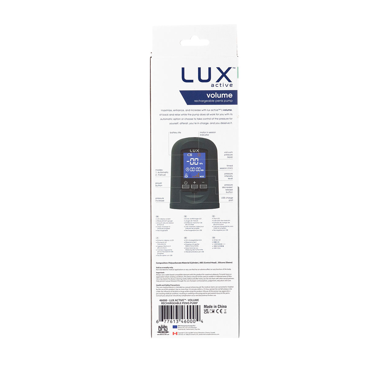 LUX ACTIVE VOLUME RECHARGEABLE PENIS PUMP
