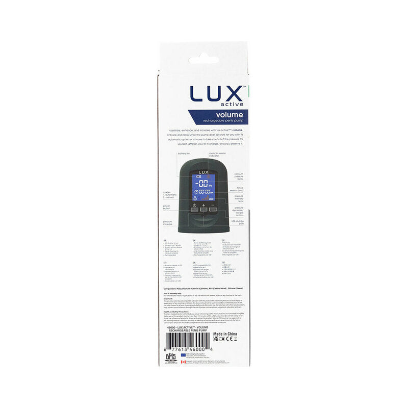 BMS - LUX ACTIVE VOLUME RECHARGEABLE PENIS PUMP