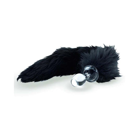 CRYSTAL DELIGHTS MINX FAUX FUR TAIL PLUG BLACK