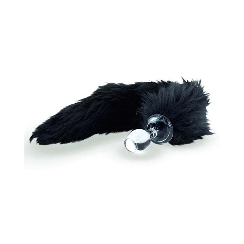 CRYSTAL DELIGHTS MINX FAUX FUR TAIL PLUG BLACK