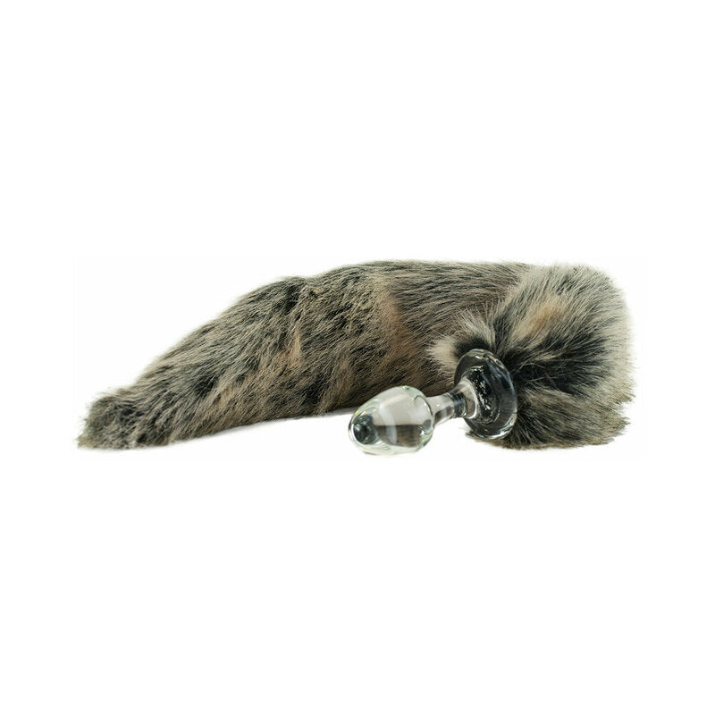 CRYSTAL DELIGHTS MINX FAUX FUR TAIL PLUG GREY WOLF