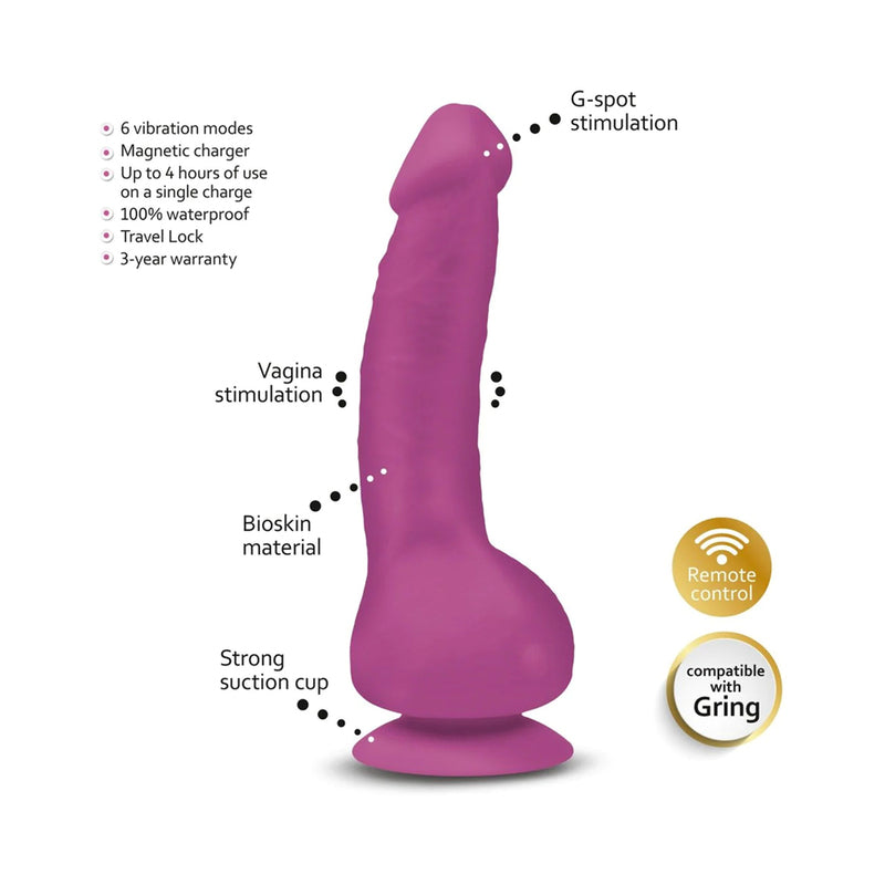 GVIBE GREAL MINI 7 IN. VIBRATING DILDO FUCHSIA