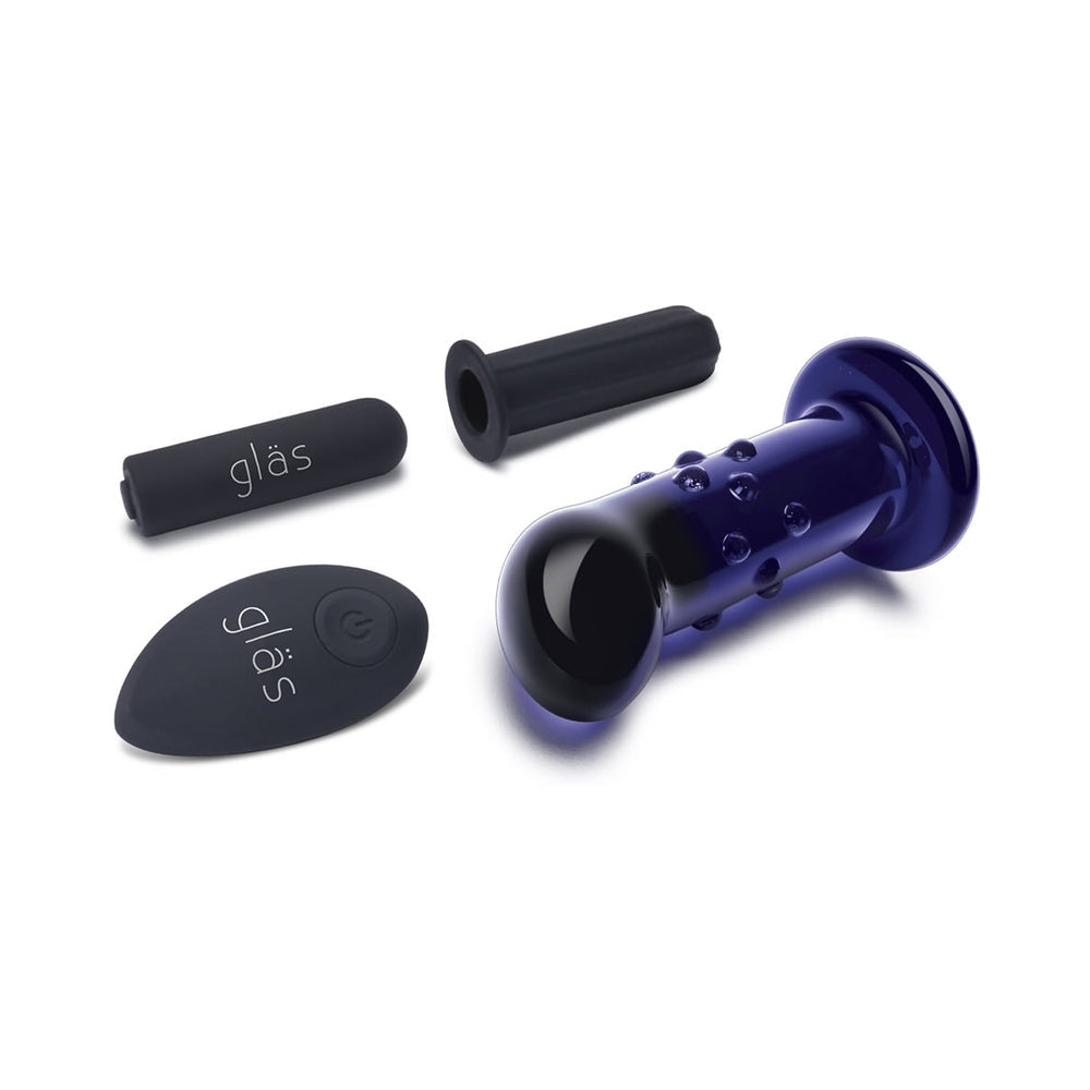 GLAS 4 IN. RECHARGEABLE REMOTE-CONTROLLED VIBRATING DOTTED G-SPOT/P-SPOT PLUG