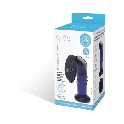 GLAS 4 IN. RECHARGEABLE REMOTE-CONTROLLED VIBRATING DOTTED G-SPOT/P-SPOT PLUG