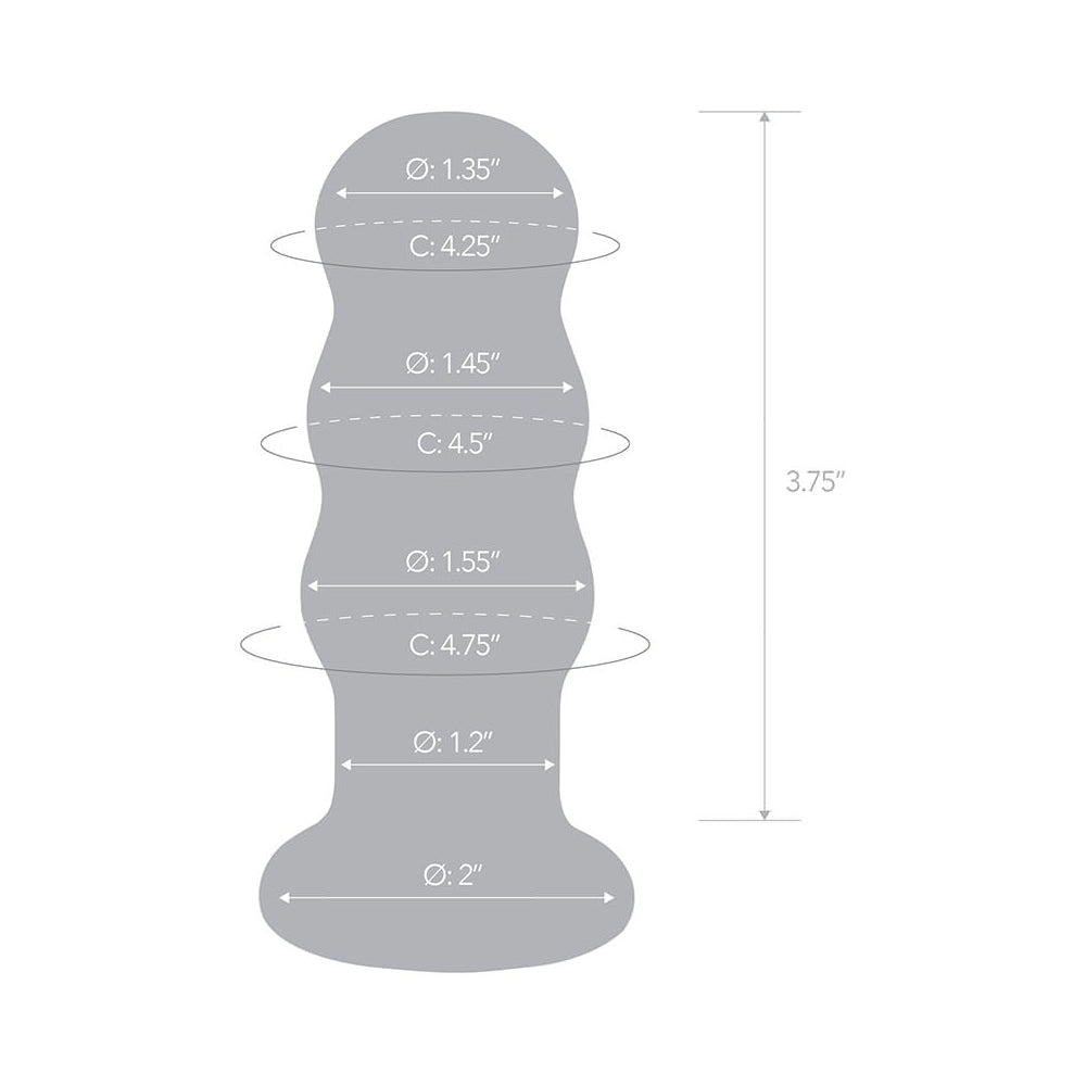 GLAS 3.5 IN. RECHARGEABLE REMOTE-CONTROLLED VIBRATING BEADED BUTT PLUG