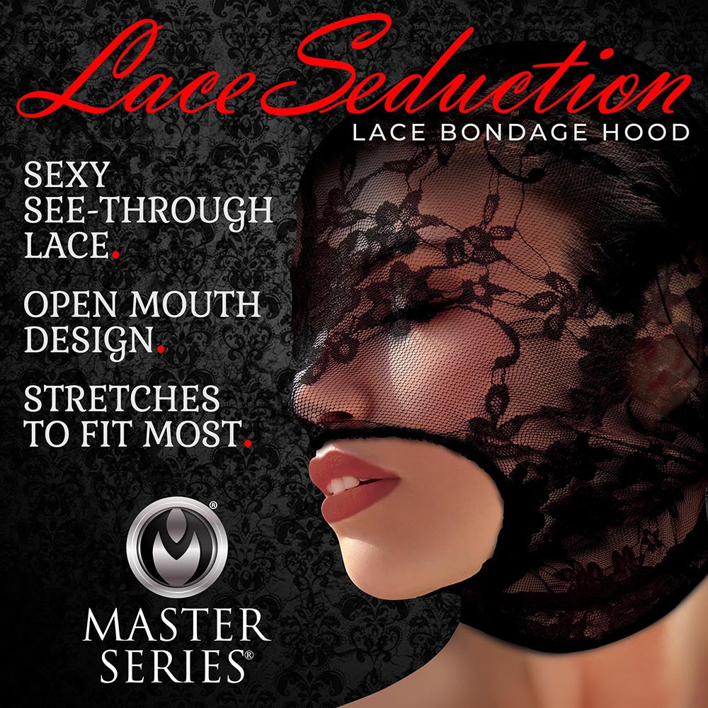 MASTER SERIES LACE SEDUCTION BONDAGE HOOD
