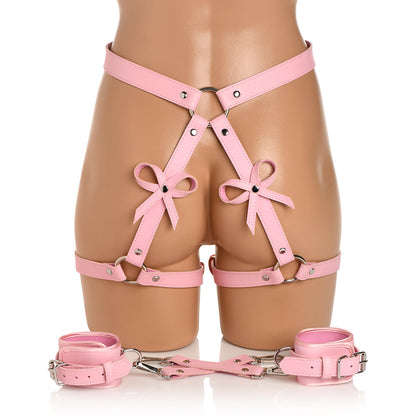 STRICT BONDAGE HARNESS WITH BOWS PINK XL-2XL
