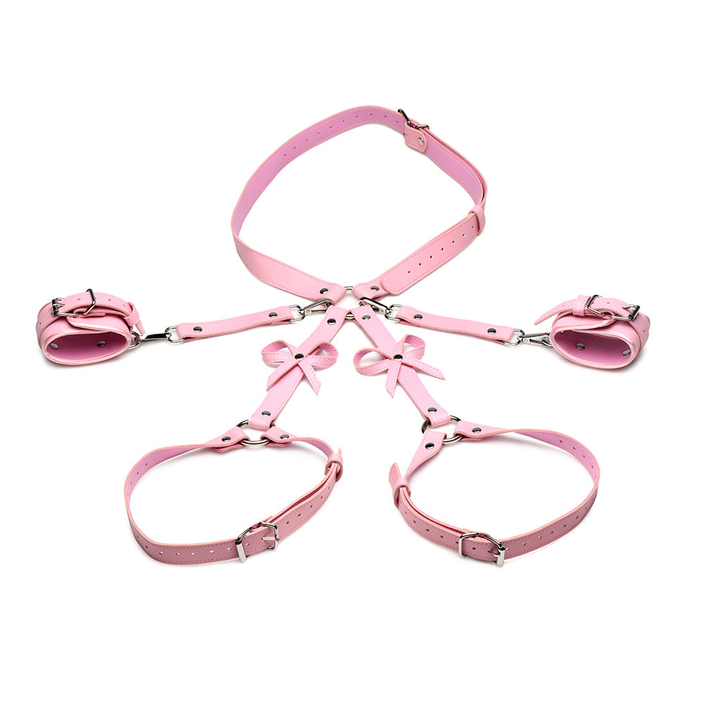 STRICT BONDAGE HARNESS WITH BOWS PINK M/L
