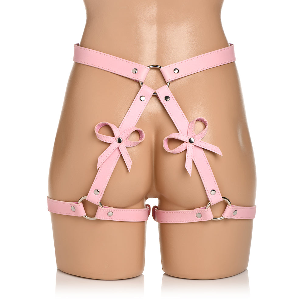 STRICT BONDAGE HARNESS WITH BOWS PINK M/L