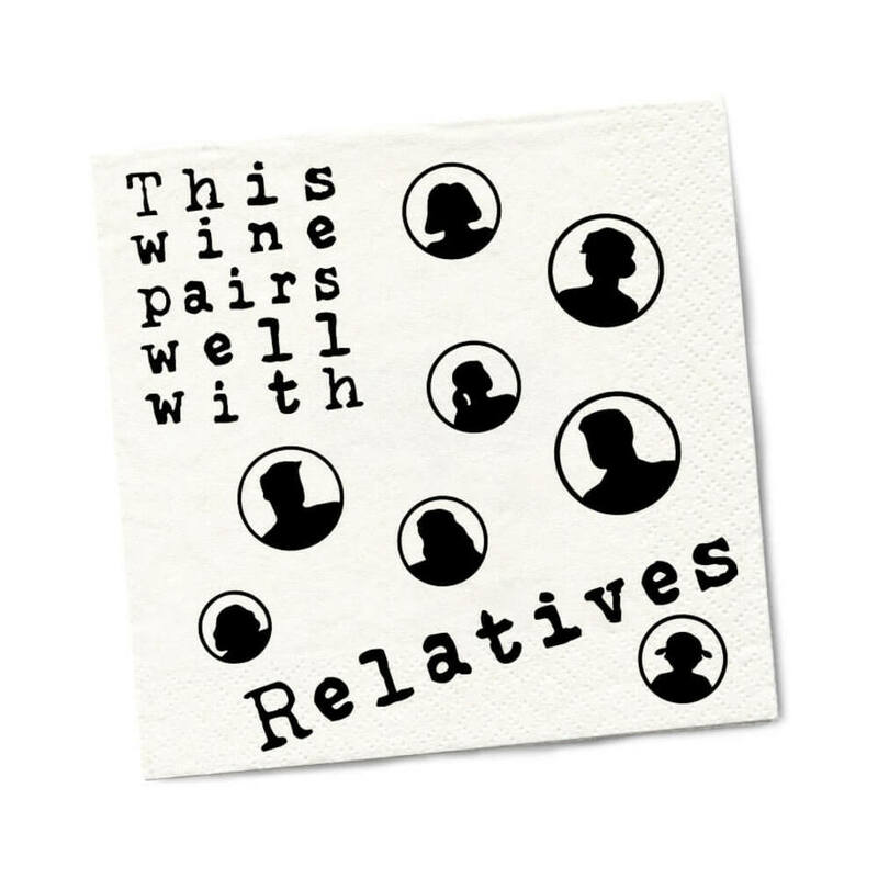 TWISTED WARES - WINE PAIRS WELL WITH RELATIVES NAPKINS 20-PACK