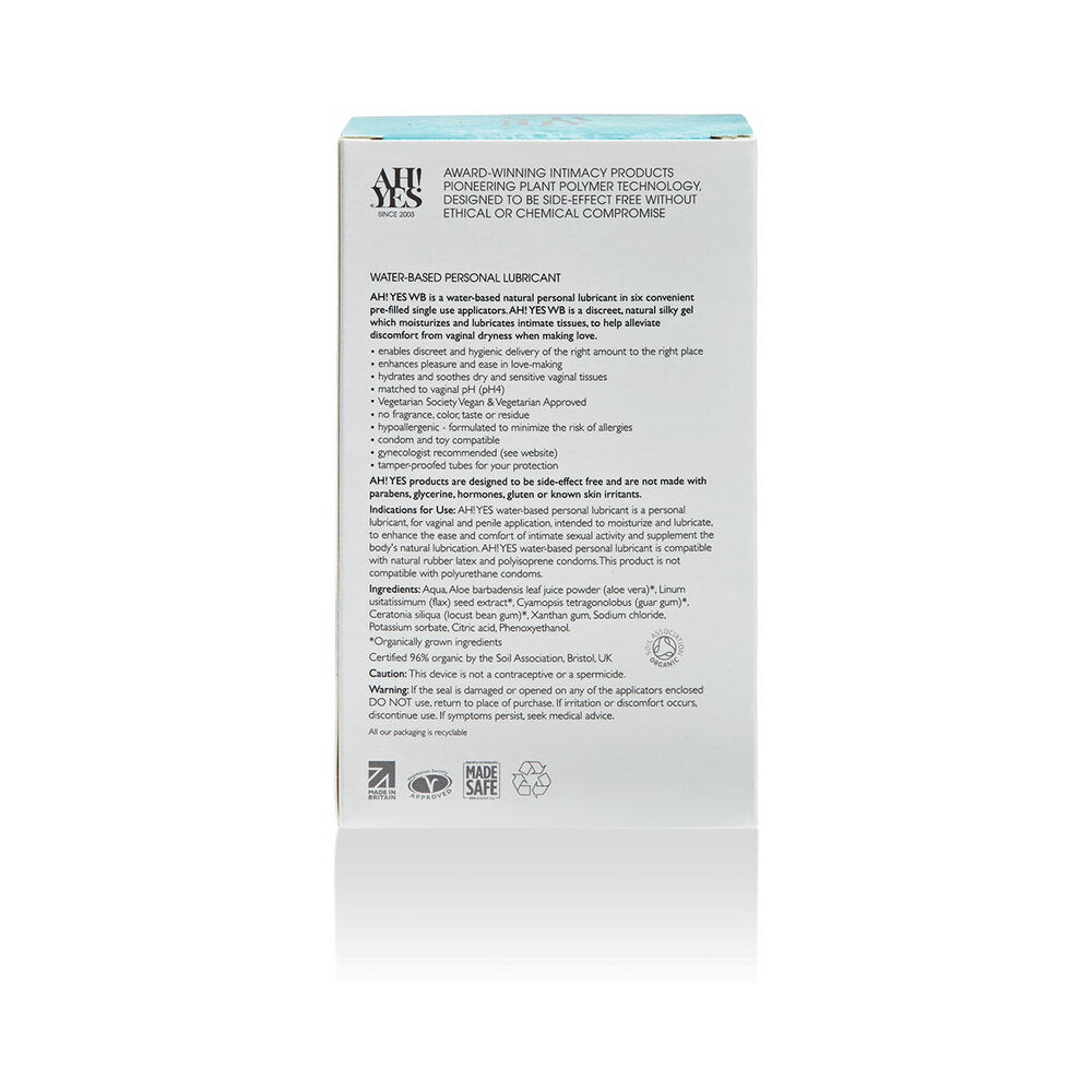 AH! YES - WB WATER-BASED PERSONAL LUBRICANT APPLICATORS 6-PACK 0.17 OZ.