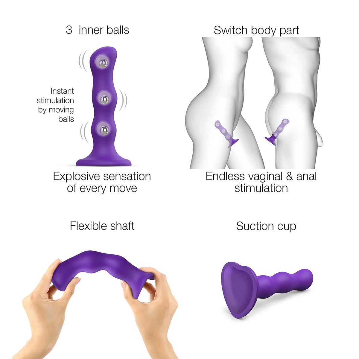 STRAP-ON-ME GEISHA BALL DILDO XL PURPLE