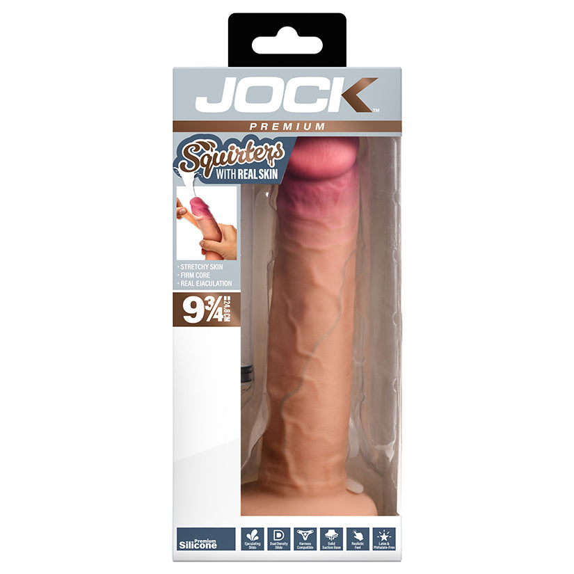 CURVE NOVELTIES - JOCK REAL SKIN EJACULATING SILICONE DILDO WITH BALLS 9.75 IN.