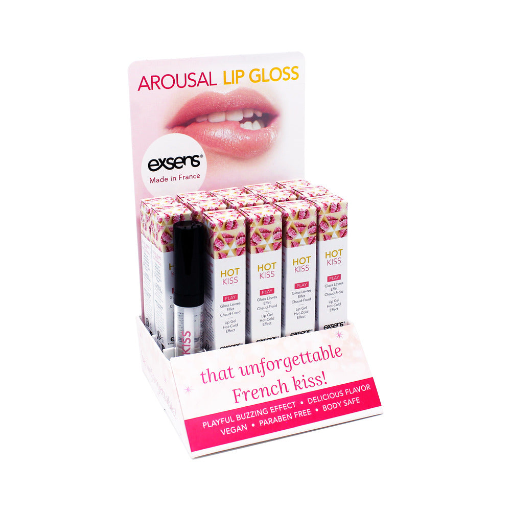 EXSENS HOT KISS AROUSAL LIP GLOSS 15PC DISPLAY