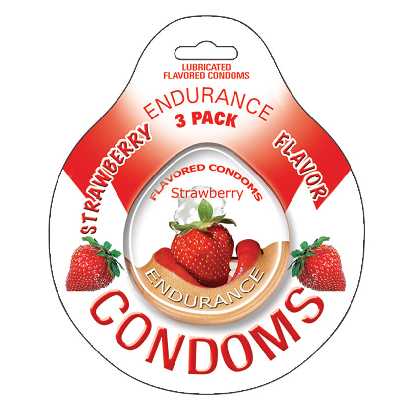 HOTT PRODUCTS - ENDURANCE CONDOMS STRAWBERRY 3-PACK