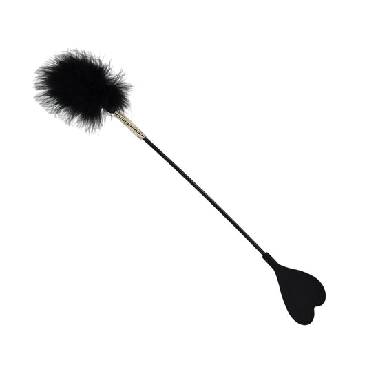 BOUND TO PLEASE - SILICONE HEART SHAPED CROP WITH FEATHER TICKLER