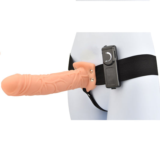 LOVING JOY - 8 Inch Vibrating Hollow Strap On Vanilla