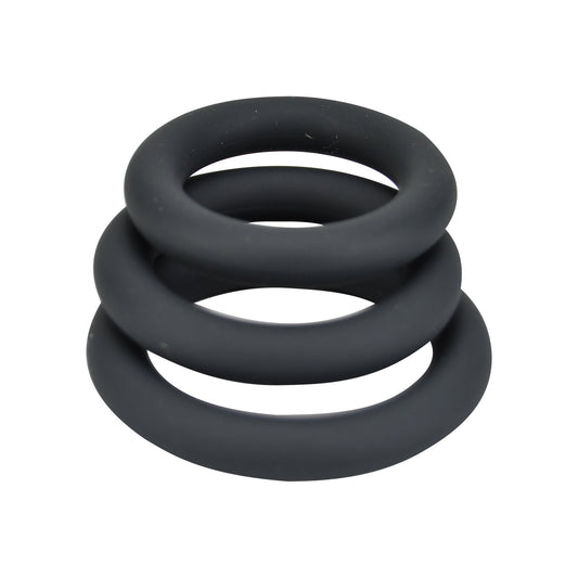 LOVING JOY - THICK SILICONE COCK RINGS 3 PACK GREY