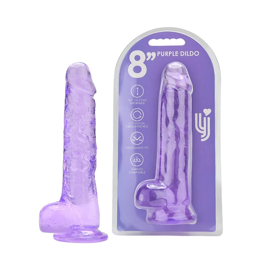 LOVING JOY - DILDO 8 POUCES AVEC TESTICULES VIOLET