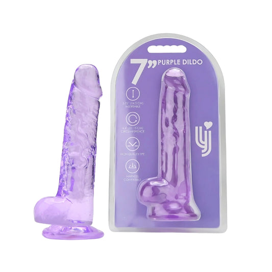 LOVING JOY - DILDO DE 7 POUCES AVEC TESTICULES VIOLET