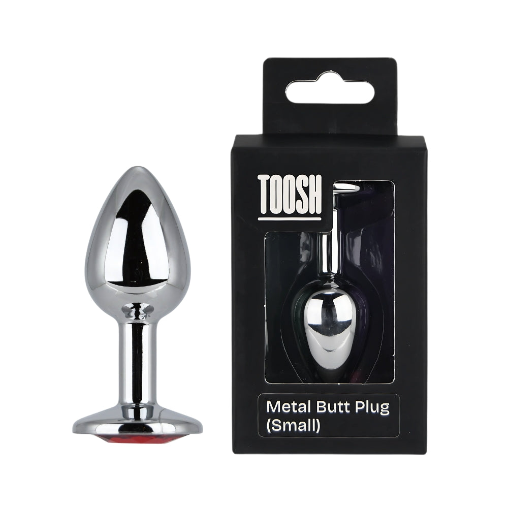 TOOSH - SILVER METAL BUTT PLUG SMALL RED STONE