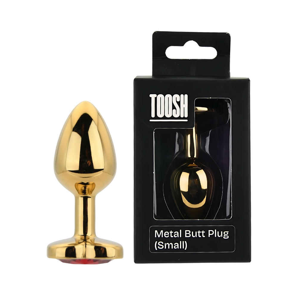 TOOSH - HEART SHAPED GOLD BUTT PLUG WITH RED STONE SMALL