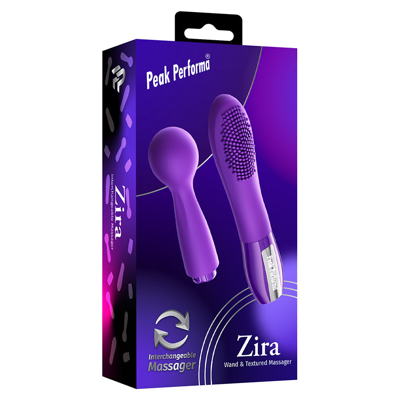 PEAK PERFORMA - ZIRA WAND & TEXTURED INTERCHANGEABLE MASSAGER PURPLE