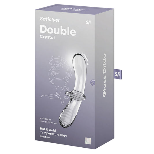 SATISFYER - DILDO DE CRISTAL DOBLE TRANSPARENTE
