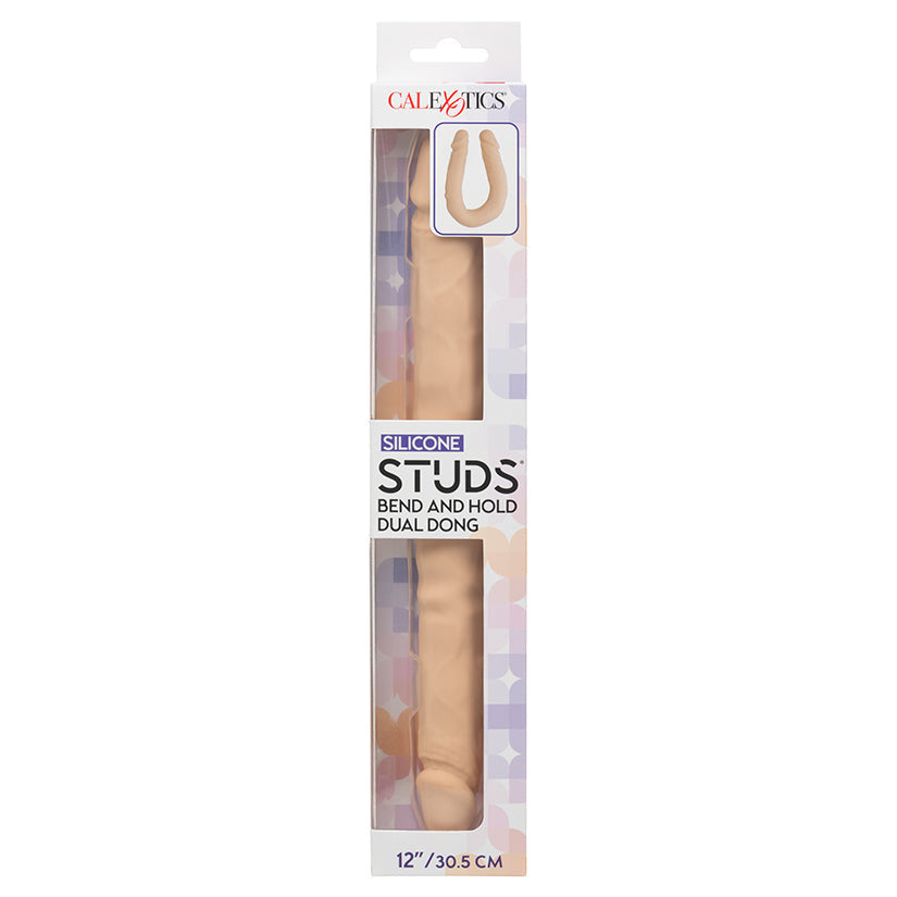 CALEXOTICS - SILICONE STUDS BEND AND HOLD DUAL DONG IVORY 12 IN.