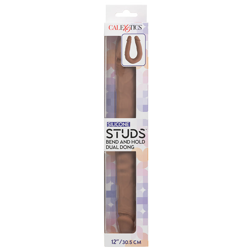 CAL EXOTICS - SILICONE STUDS BEND AND HOLD DUAL DONG BROWN 12 IN.
