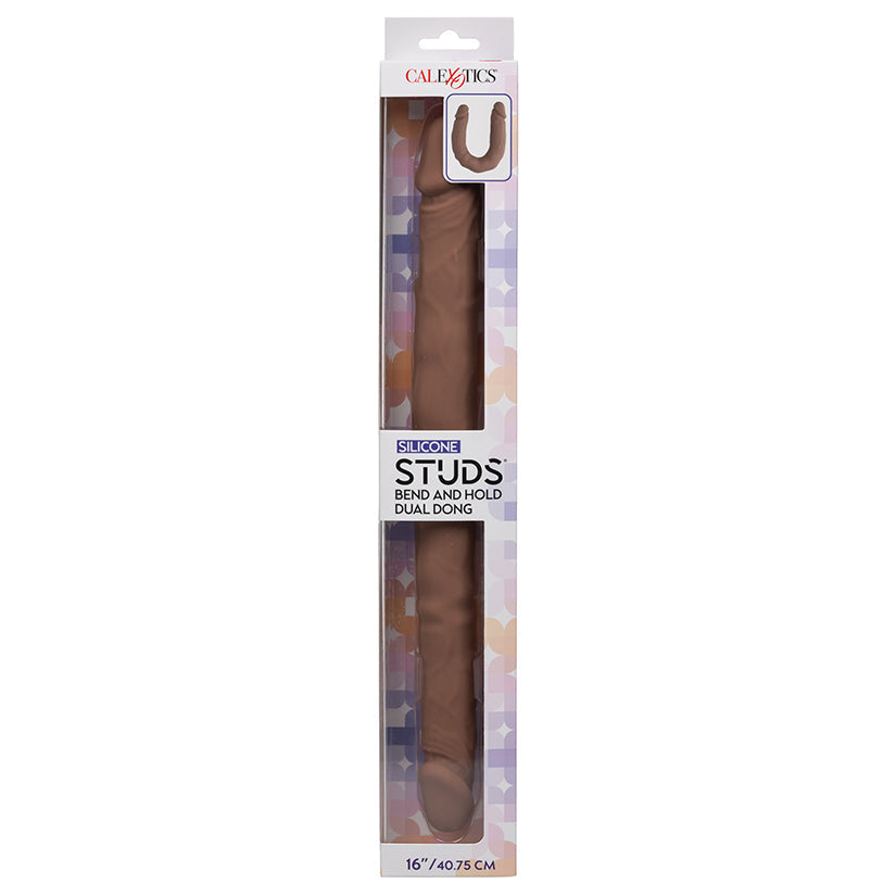 CAL EXOTICS - SILICONE STUDS BEND AND HOLD DUAL DONG BROWN 16 IN.