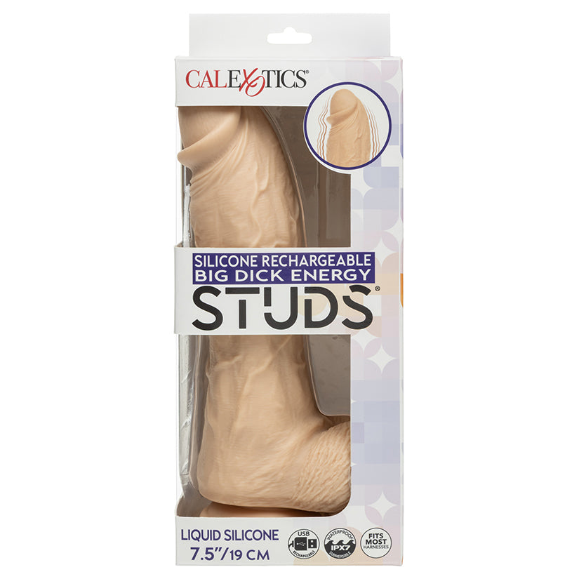 CAL EXOTICS - STUDS BIG DICK ENERGY SILICONE RECHARGEABLE DILDO 7.5 IN. IVORY