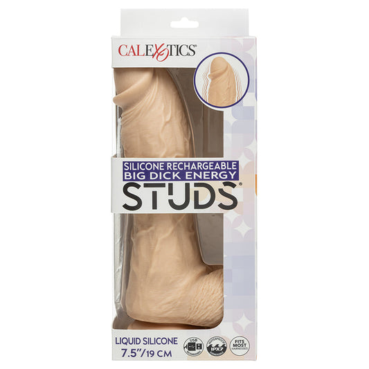 CALEXOTICS - STUDS BIG DICK ENERGY SILICONE RECHARGEABLE DILDO 7.5 IN. IVORY