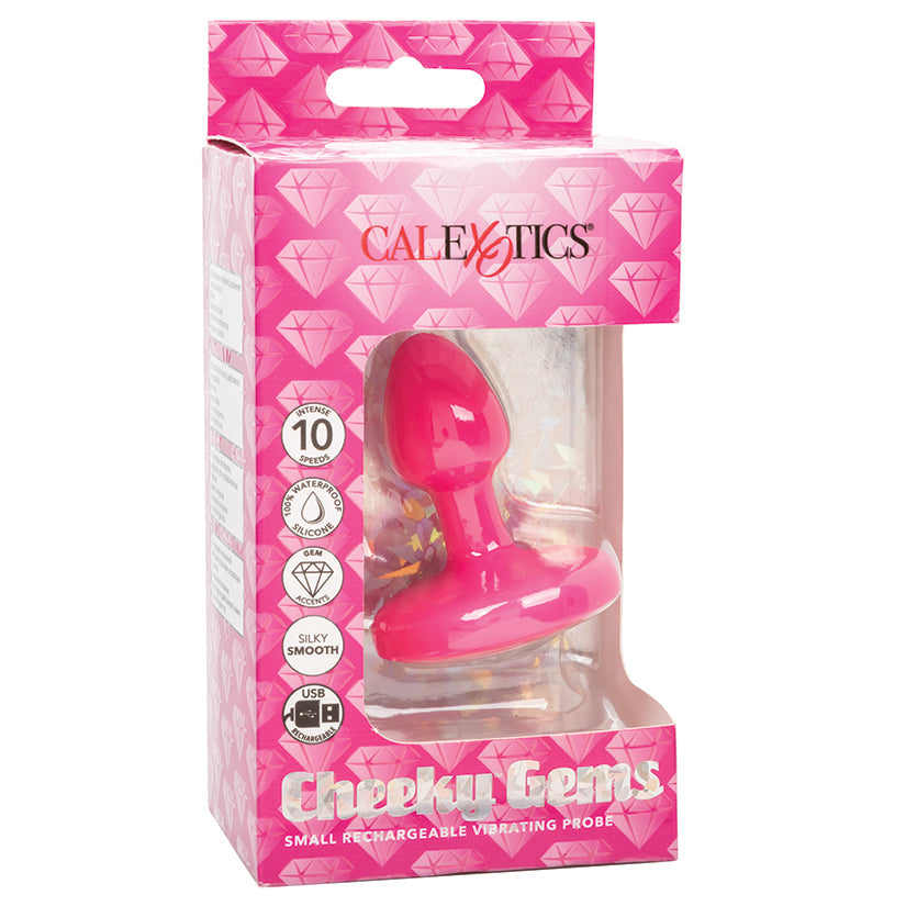 CAL EXOTICS - CHEEKY GEMS RECHARGEABLE VIBRATING PROBE PINK SMALL