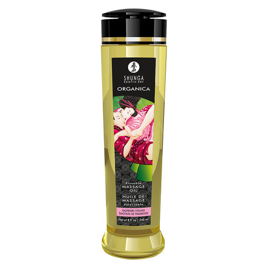 SHUNGA - ACEITE DE MASAJE ORGÁNICO COMESTIBLE SENSACIÓN DE FRAMBUESA 8 OZ.