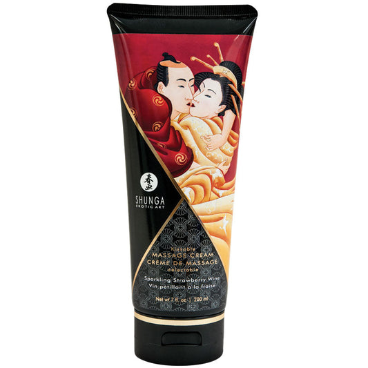 SHUNGA - KISSABLE MASSAGE CREAM SPARKLING STRAWBERRY WINE 7 OZ.