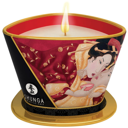 SHUNGA - VELA DE MASAJE VINO DE FRESA ESPUMOSO 5.7 OZ.