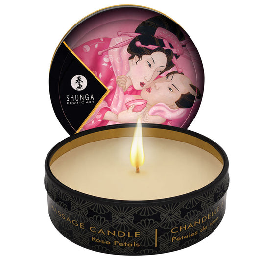 SHUNGA - MINI MASSAGE CANDLE ROSE PETALS 1 OZ.