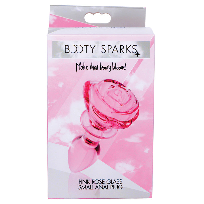 XR BRANDS - BOOTY SPARKS PINK ROSE GLASS ANAL PLUG SMALL