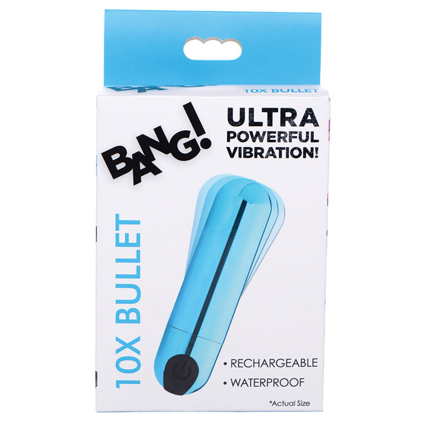 XR BRANDS - BANG! 10X RECHARGEABLE VIBRATING METALLIC BULLET BLUE