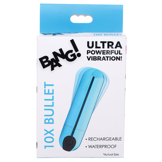 XR BRANDS - BANG! 10X RECHARGEABLE VIBRATING METALLIC BULLET BLUE