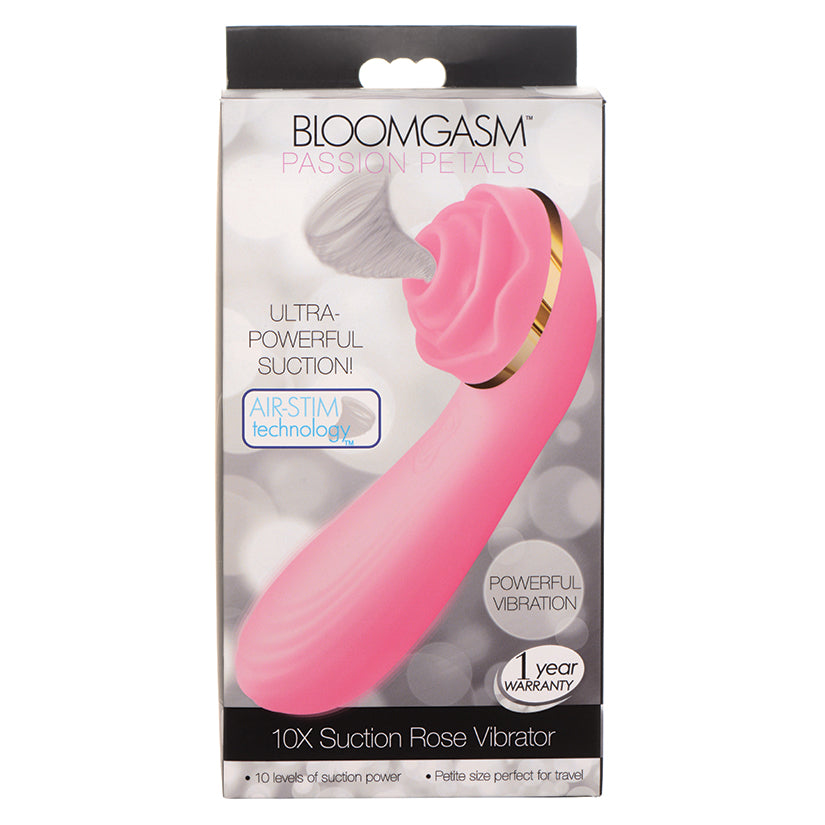 XR BRANDS - BLOOMGASM PASSION PETALS 10X SILICONE SUCTION ROSE VIBRATOR PINK