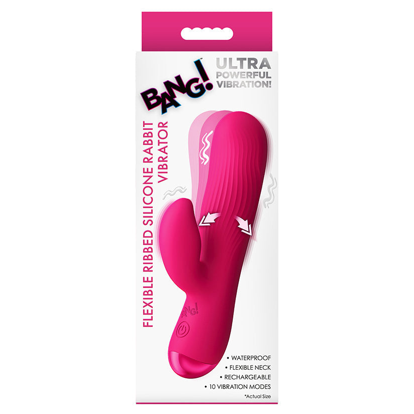 XR BRANDS - BANG! RIBBED SILICONE RABBIT VIBRATOR