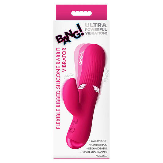 XR BRANDS - BANG! RIBBED SILICONE RABBIT VIBRATOR