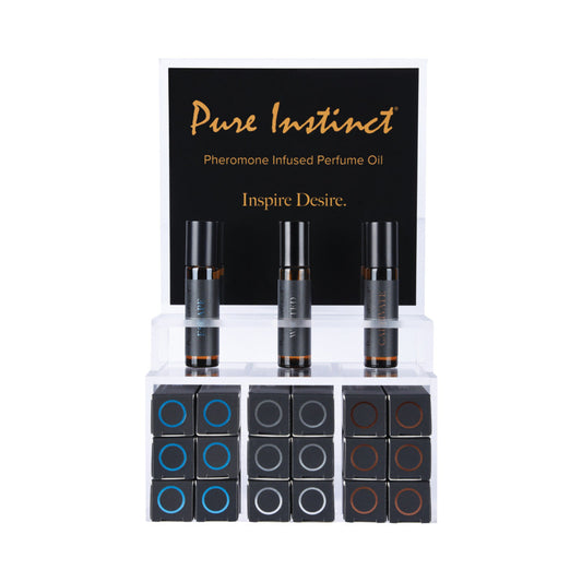 CLASSIC BRANDS - PURE INSTINCT PHEROMONE COLOGNE OIL DISPLAY WITH TESTERS (22PCS) + 3 FREE FRAGRANCES