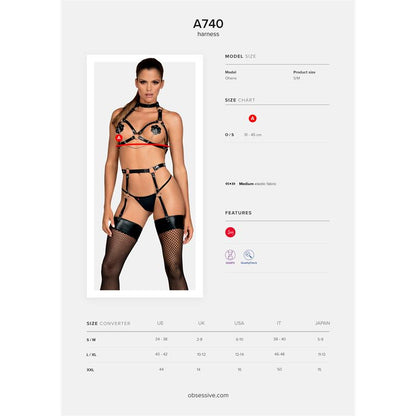 OBSESSIVE - A740 CHEST HARNESS FOR BONDAGE ONE SIZE ADJUSTABLE