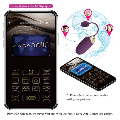 PRETTYLOVE - ABNER VIBRATING EGG WITH APP LILAC