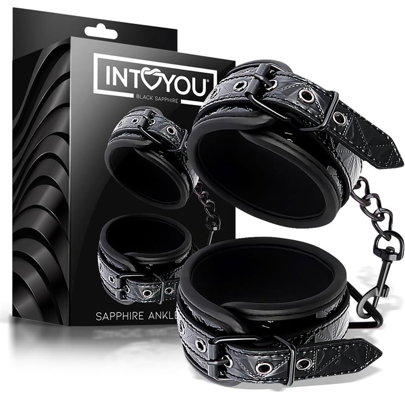 BLACK SAPPHIRE - ADJUSTABLE ANKLE CUFFS SAPPHIRE VEGAN LEATHER