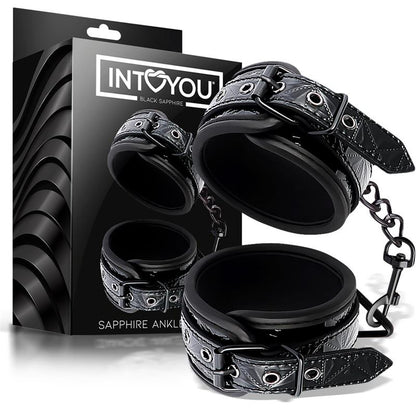 BLACK SAPPHIRE - ADJUSTABLE ANKLE CUFFS SAPPHIRE VEGAN LEATHER