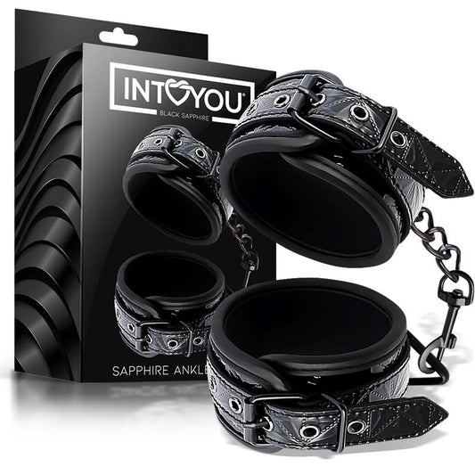 BLACK SAPPHIRE - ADJUSTABLE ANKLE CUFFS SAPPHIRE VEGAN LEATHER